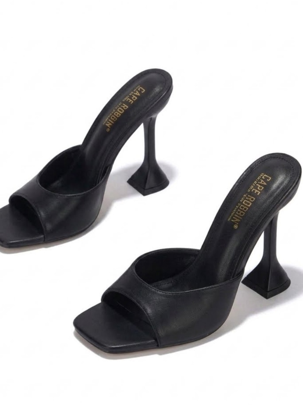 Cape Robbin Lithe Sexy High Heels Square Open Toe Shoes Heels 6.5 black